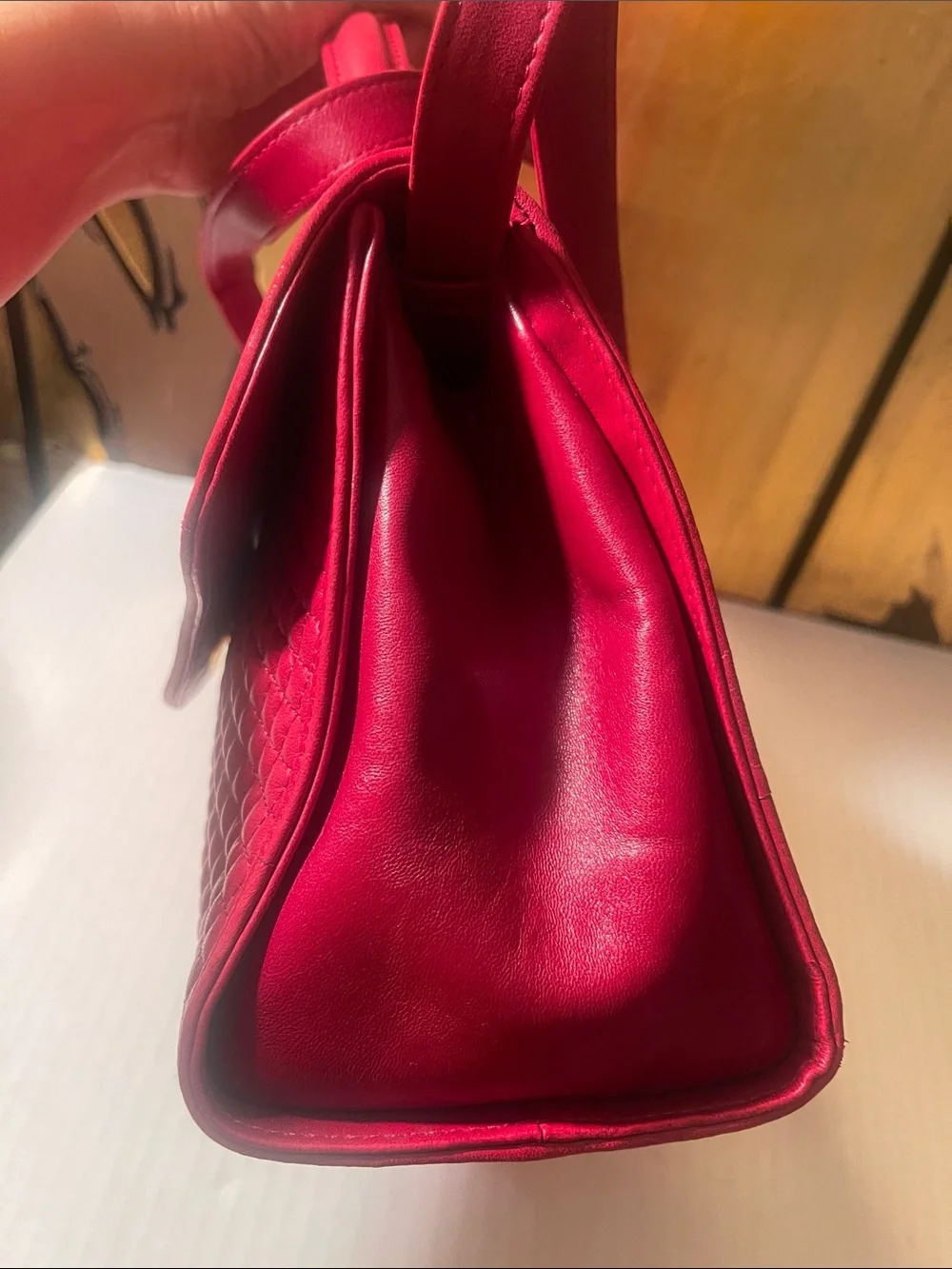 Bally Quilted Red Top-Handle Shoulder Bag